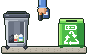 Ilustración en pixel art: Reciclar pilas y baterías