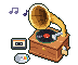 Ilustración en pixel art: El sonido grabado