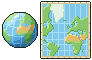 Pixel-art picture: Map Projections