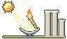 Ilustración en pixel art: La llama olímpica