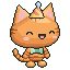 Soda, happy: a ginger tabby in a party hat and bow tie