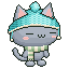 Soda, sleepy: a blue cat in a wool beanie and scarf